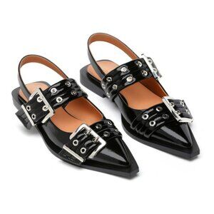 Women Ballet Flats Pointed Toe Buckle Flat Shoes Slingback Strap Low Heel 11